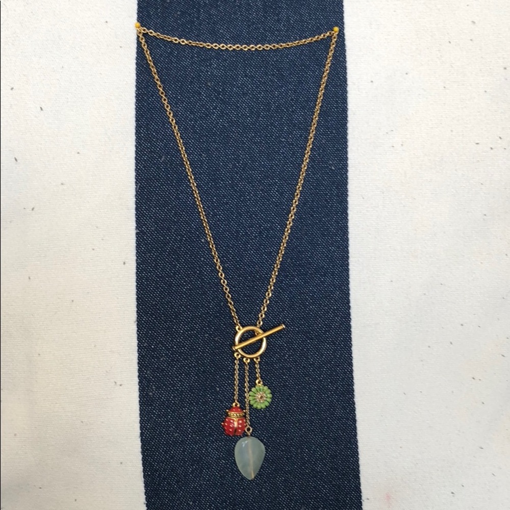 Jade and enamel pendant necklace